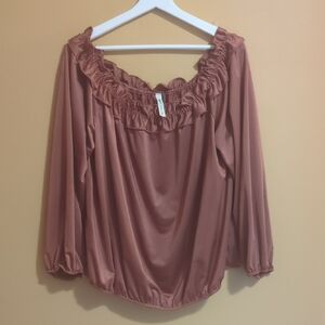 Vanilla Bay Ruffled Blouse Mauve Pink